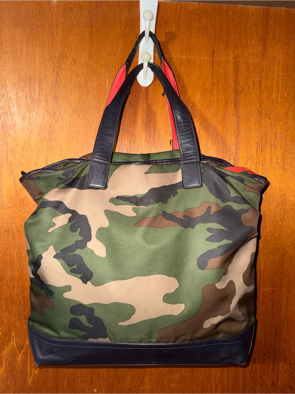 Coach Camouflage Canvas Tote Bag with Orange Logo - Picture 4 of 8
